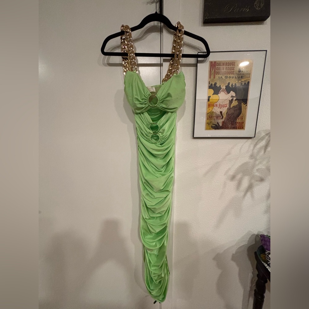 Bronx & Banco Nadia Midi dress in Neon Mint - Picture 3 of 5